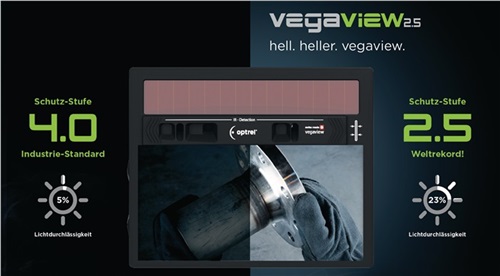 OPTREL Schweißerschutzhelm Vegaview2.5 Batterielebensdauer ca.3000 h 90x110mm DIN 8-12
