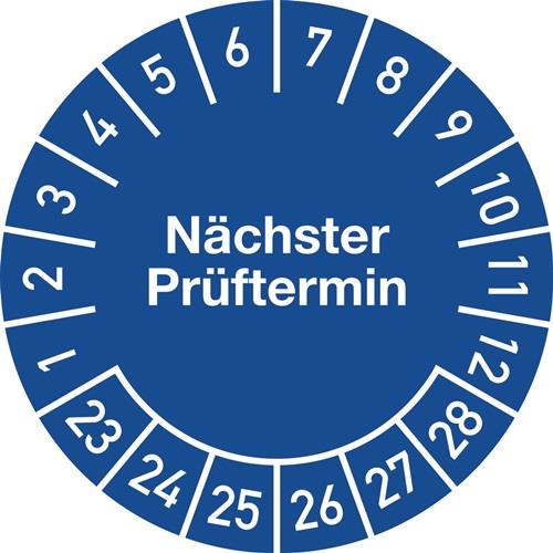 Mehrjahresprüfplakette D.20mm Nächster Prüftermin 2023-2028 Folie