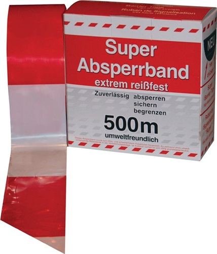 KELMAPLAST Absperrband L.500m B.80mm rot/weiß geblockt 500m/Karton KELMAPLAST