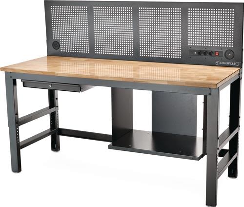 STAHLWILLE Werkbank WB 630 B2000xT725xH1281-1586mm Gummibaum grau/grau