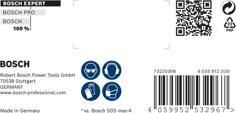 BOSCH EXPERT SDS max-8X Hammerbohrer, 18 x 400 x 540 mm. Für Bohrhämmer