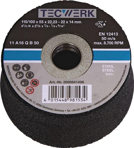 TECWERK Schleiftopf A24Q 110/100mm STA u.Stahlguss 24 Bohr.22,23mm TECWERK