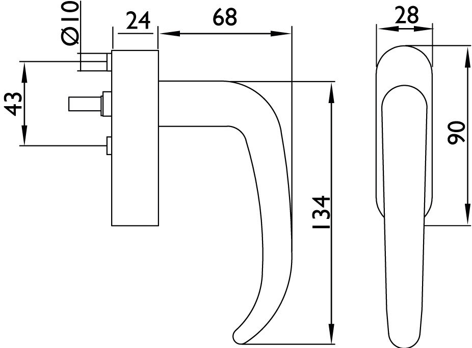 HERMAT Fenstergriff abschließbar BASIC 06 1806/DKSI, Edelstahl