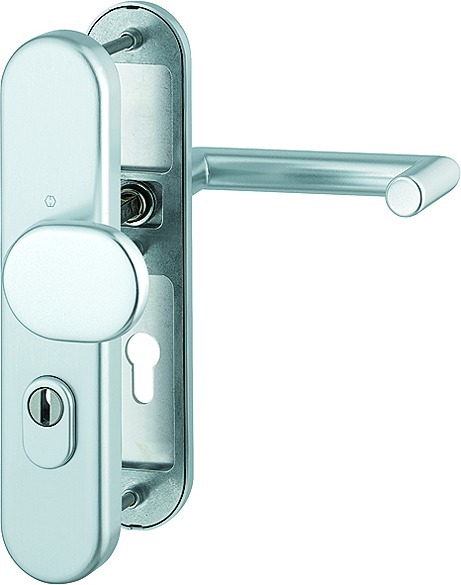 HOPPE® FH Schutz-Wechselgarnitur mit Langschild Rotterdam FS-86G/3332ZA/3310/1401F, Aluminium, 3920494
