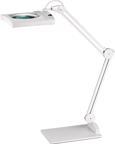 Nordwest LED-Lupenleuchte Glaslinse 190,5mm (7,5″) Standfuß weiß Abdeck.,eckiger Kopf