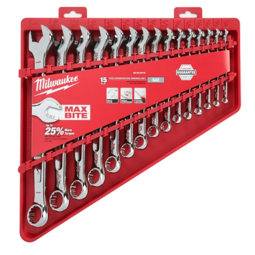 MILWAUKEE 15-teilig imperial MAX BITE Ratschen-Ringmaulschlüsselsatz