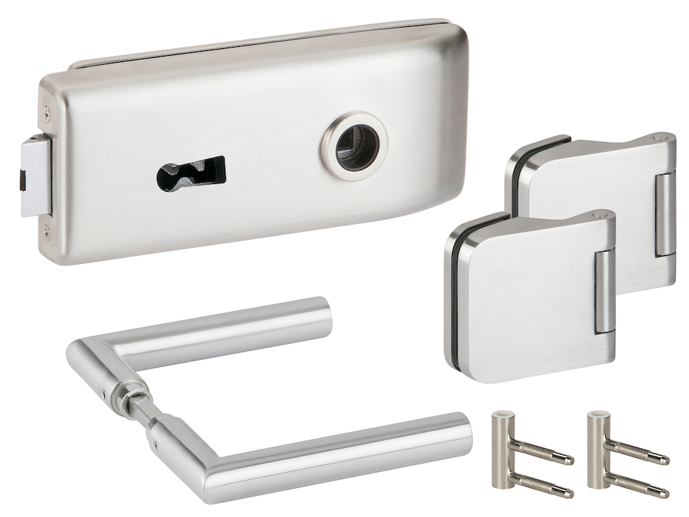 HERMAT Ganzglastürschloss-Set SIENA 6022/6315/1802/HZ, Edelstahl