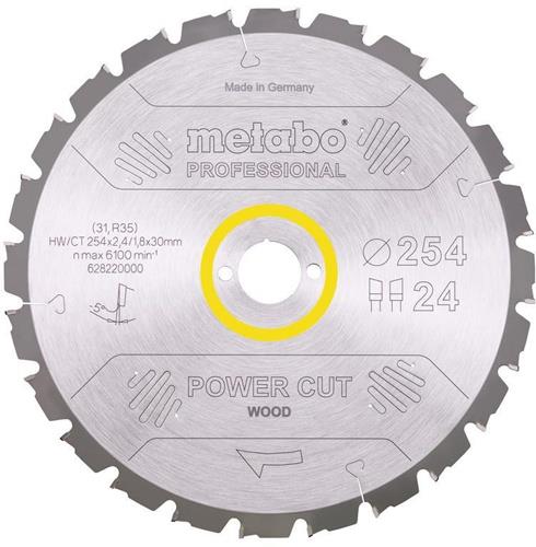 METABO Kreissägeblatt power cut wood professional D254xB2,4xBohrung30mm 24Z. WZ 5Gr.neg