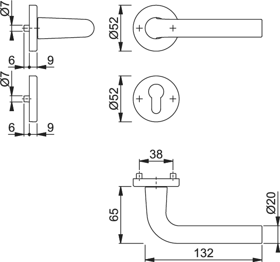 HOPPE® Drückergarnitur mit Rosetten Bonn 150/42KV/42KVS, Aluminium, 3386885 HOPPE® Drückergarnitur mit Rosetten Bonn 150/42KV/42KVS, Aluminium, 3386885