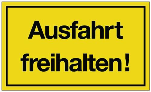 PROMAT Hinweiszeichen Ausfahrt freihalten! L250xB150mm gelb schwarz Ku.