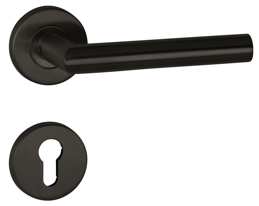 HERMAT Drückergarnitur mit Rosetten BASIC 02 1802/2073.M, Klasse 4, Edelstahl