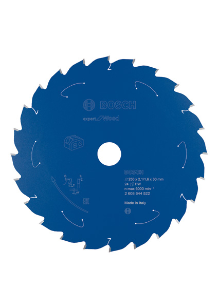 BOSCH Kreissägeblatt für Akkusägen Expert for Wood, 254 x 2,1/1,6 x 30, 24 Zähne