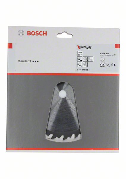 BOSCH Kreissägeblatt Speedline Wood, 184 x 16 x 2,2 mm, 24