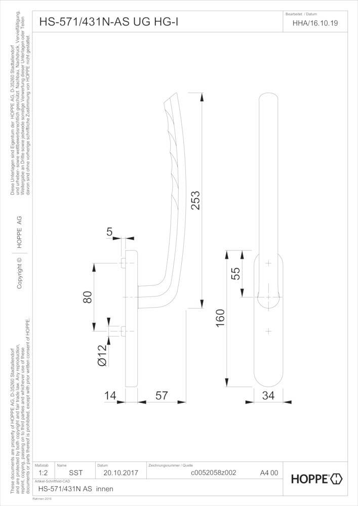 HOPPE® Handhebelgarnitur Tôkyô HS-571/431N-AS, ohne Schrauben, Aluminium, ungelocht HOPPE® Handhebelgarnitur Tôkyô HS-571/431N-AS, ohne Schrauben, Aluminium, ungelocht