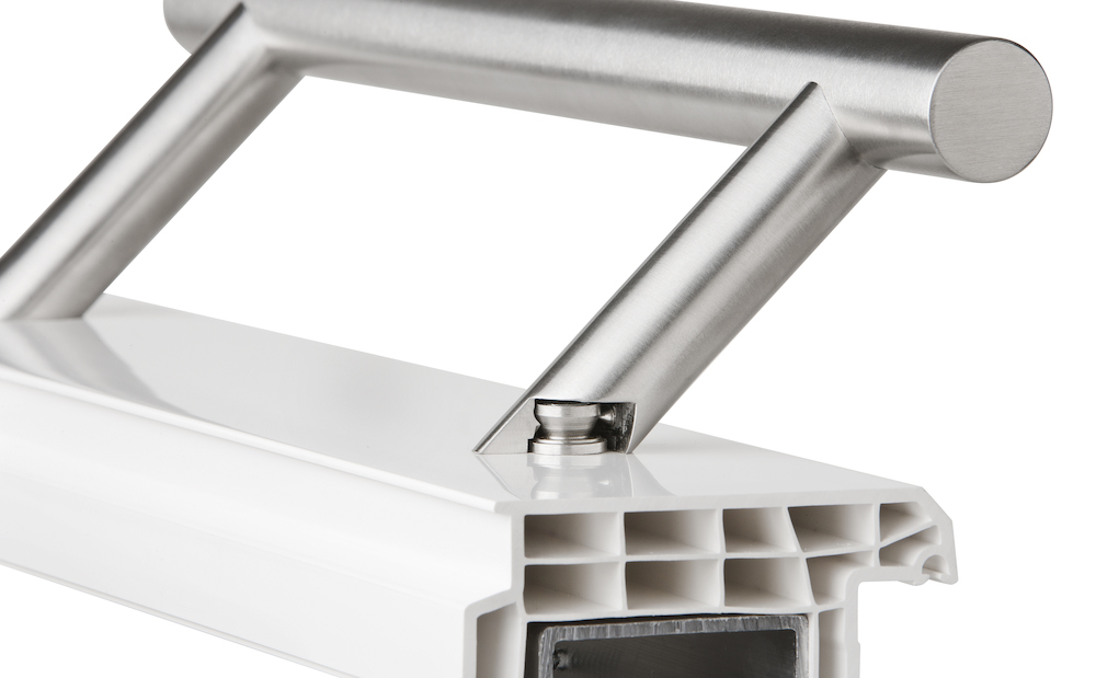 HERMAT Stoßgriff 8010, Edelstahl, Stütze schräg