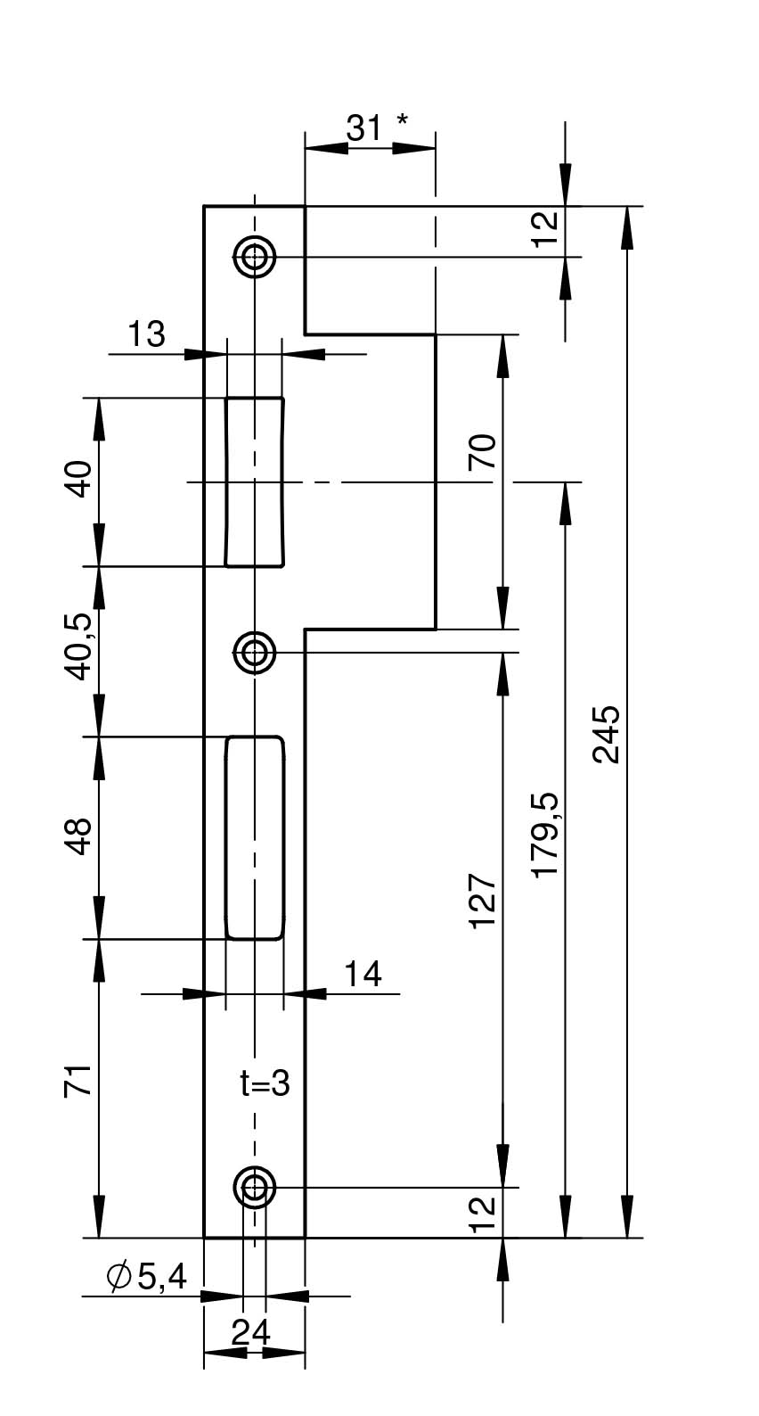 WILKA P679 Anti-Panik-Schließblech für Rohrrahmentüren