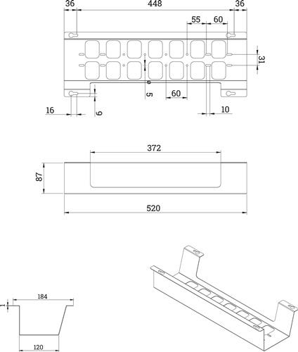 BMB Kabelwanne BOXIT V Metall schwarz L.520mm B.120mm BMB