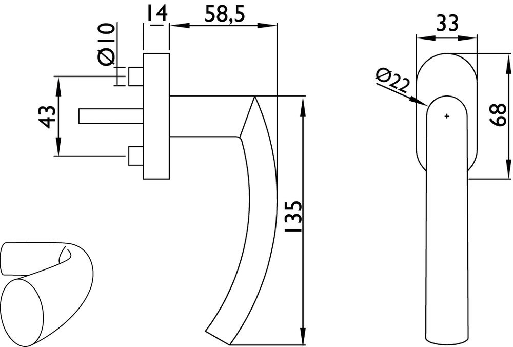 HERMAT Fenstergriff BASIC 07 1807, Edelstahl