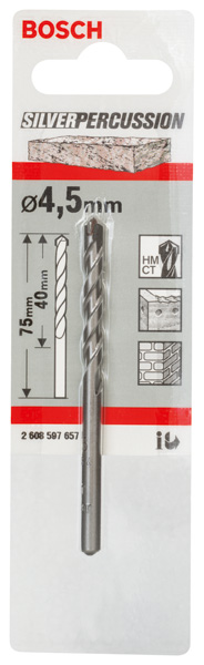 BOSCH Betonbohrer CYL-3, 4,5 x 40 x 75 mm, d 3,8 mm, 1er-Pack