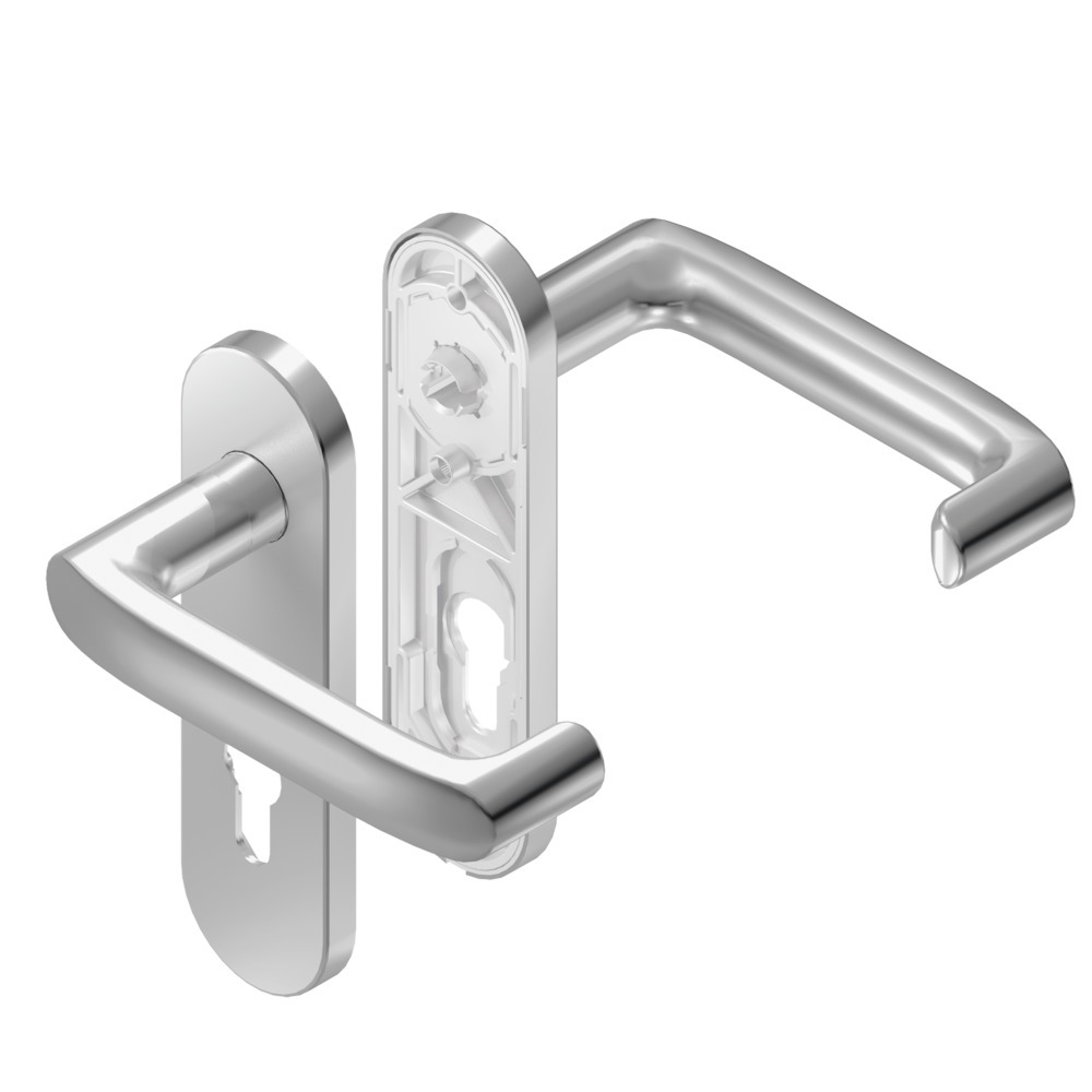 BKS Drückergarnitur mit Kurzschild DIRIGENT B-70710, oval, Edelstahl matt