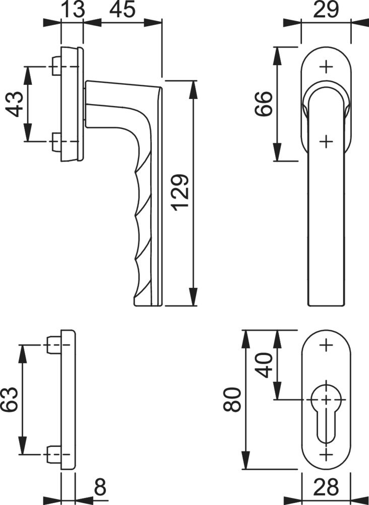 HOPPE® Fenstertürgriff-Halbgarnitur Hamburg 0700/U26/49PNS, innen, Aluminium, 11750224 HOPPE® Fenstertürgriff-Halbgarnitur Hamburg 0700/U26/49PNS, innen, Aluminium, 11750224