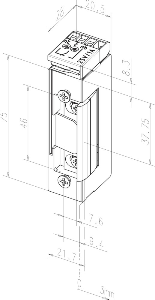 effeff Elektro-Türöffner mit Flachschließblech 1705RR