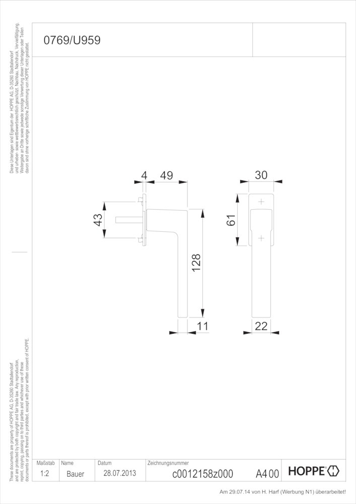 HOPPE® Fenstergriff Austin 0769/U959, mit Schrauben, Aluminium, 11833348 HOPPE® Fenstergriff Austin 0769/U959, mit Schrauben, Aluminium, 11833348