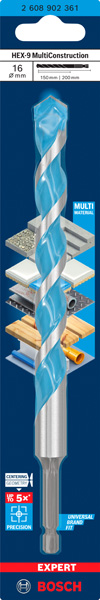 BOSCH EXPERT HEX-9 Multi Construction Bohrer, 16 x 150 x 200 mm