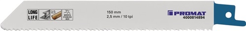 PROMAT Säbelsägeblatt L.150mm B.19mm TPI 10 2,5mm 5 St./Karte