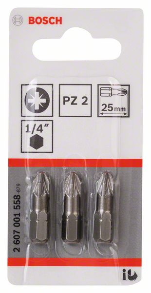 BOSCH Schrauberbit Extra-Hart PZ 2, 25 mm, 3er-Pack