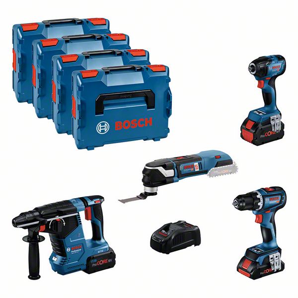 BOSCH Combo Kit 4 tool kit 18V Profi Set Elekriker(GSR,GDX,GBH)