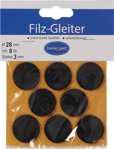 Nordwest Filzgleiter 28mm Filz braun selbstkl.8 St./SB-Karte