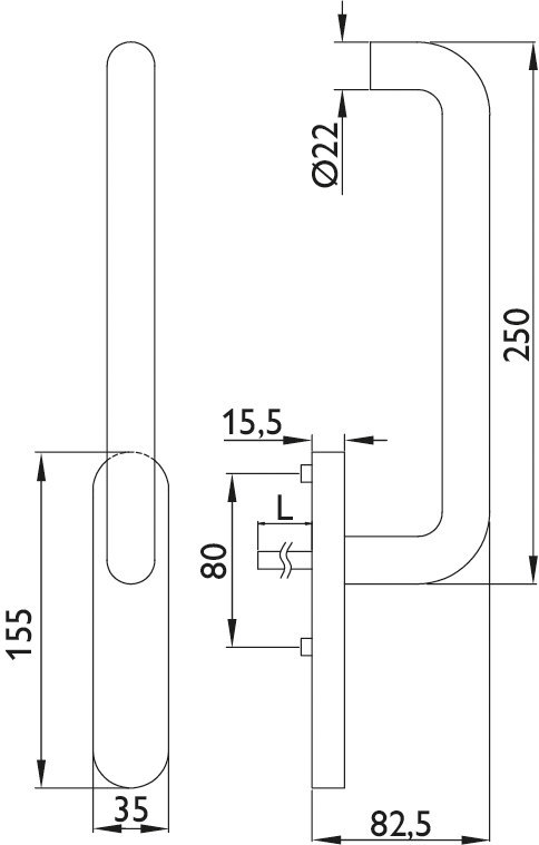 HERMAT Handhebel BASIC 01 1801.N.HSG, Edelstahl