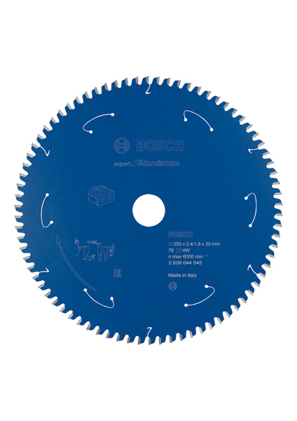 BOSCH Kreissägeblatt für Akkusägen Expert for Aluminium, 254 x 2,4/1,8 x 30, 78 Zähne