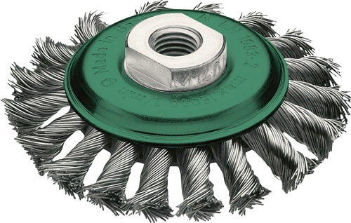 LESSMANN Zopfkegelbürste D.115mm Gew.Drahtstärke 0,5mm VA 12mm 15000min-¹ LESSMANN