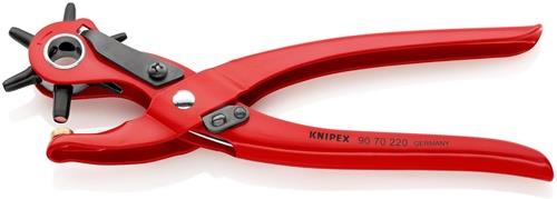 KNIPEX Revolverlochzange Gesamt-L.220mm Öffnungsf.2/2,5/3/3,5/4 u.5mm rot pulv.KNIPEX