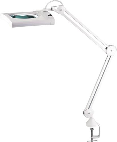 Nordwest LED-Lupenleuchte Glaslinse 190,5mm (7,5 ") Tischklemme weiß Abdeckung,ecki. Kopf