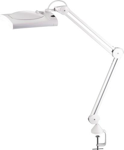 LED-Lupenleuchte Glaslinse 190,5mm (7,5″) Standfuß weiß Abdeck.,eckiger Kopf