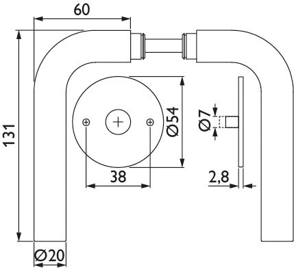 HERMAT Drückergarnitur ohne Schlüsselrosetten BASIC 02 1803/2636.FL, Edelstahl