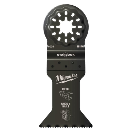 MILWAUKEE 65 x 42 mm Multitool Starlock Bi-Metall Tauchsägeblatt für Schnitte in Holz mit Nägeln