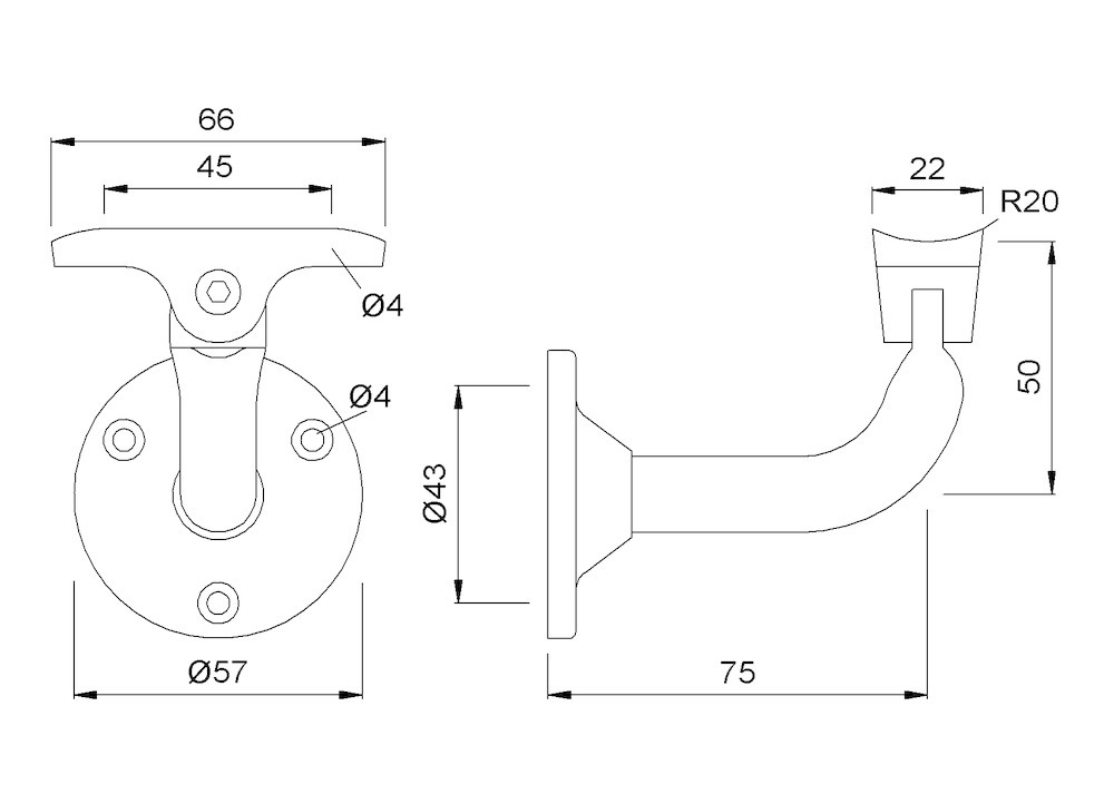 KWS Handlaufstütze 4512, Stahl, 451202 KWS Handlaufstütze 4512, Stahl, 451202