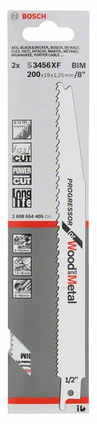 BOSCH Säbelsägeblatt S 3456 XF, Progressor for Wood and Metal, 2er-Pack