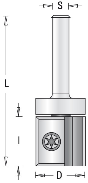 GUHDO 163/8 HW-WPL-Bündigfräser Z2 S8 D22 l=20 mit Anlauflager schaftseitig