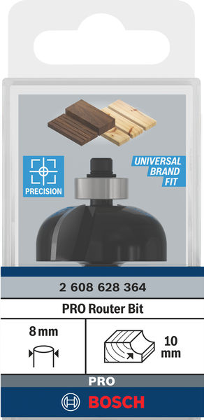 BOSCH Hohlkehlfräser, 8 mm, R1 10 mm, D 32,7 mm, L 14 mm, G 55 mm