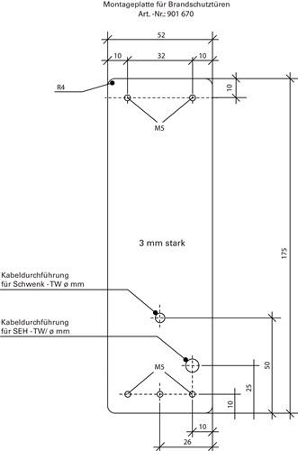 GFS Montagepl.901 670 Mont.an Brandschutztüren DIN L/R L175xB52mm GFS