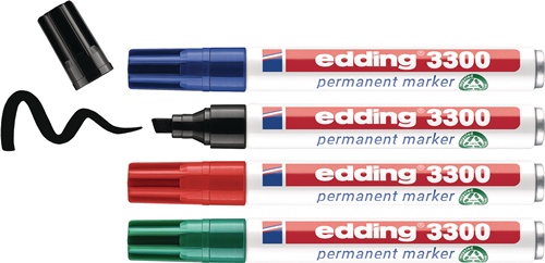 EDDING Permanentmarker-Set 3300 schwarz/rot/blau/grün Strich-B.1-5mm Keilspitze EDDING