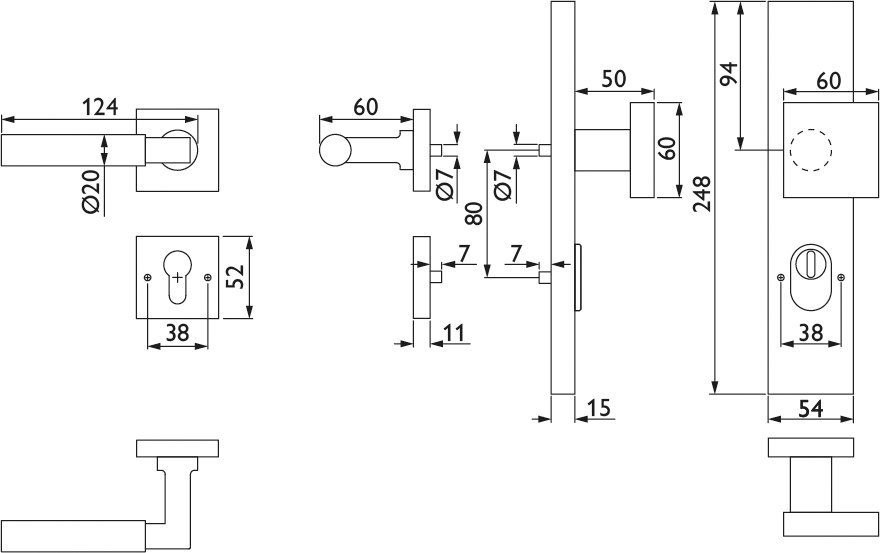 HERMAT Schutz-Kombi-Wechselgarnitur INFINITY CLASSIC 1832.ROS/2094.KS/3132, Messing