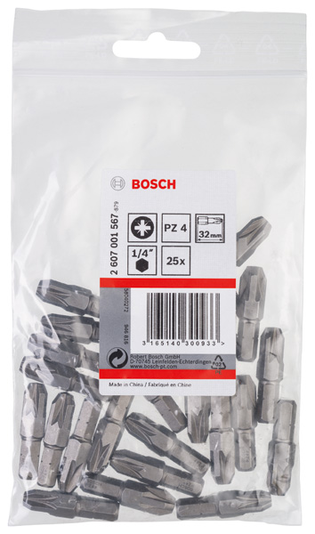 BOSCH Schrauberbit Extra-Hart PZ 4, 32 mm, 25er-Pack