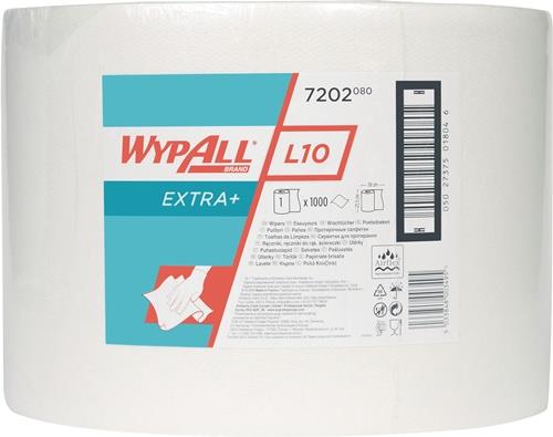 KIMBERLY-CLARK Putztuch WYPALL L10 EXTRA 7202 L380xB235ca.mm weiß 1-lagig,perforiert