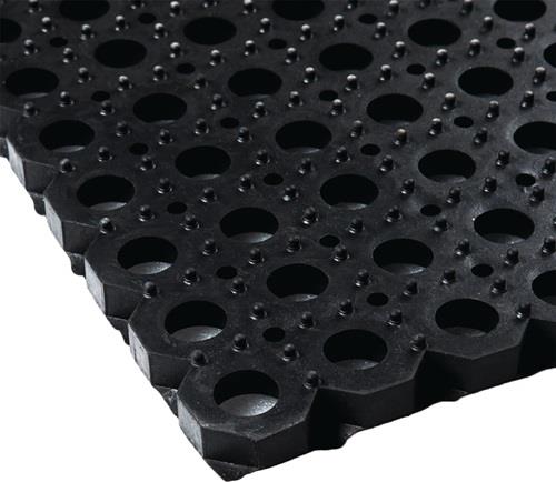 Nordwest Gum.Wabenmatte B.1m L.1,5m D.22mm schwarz NR/SBR o.Gewebeeinlage